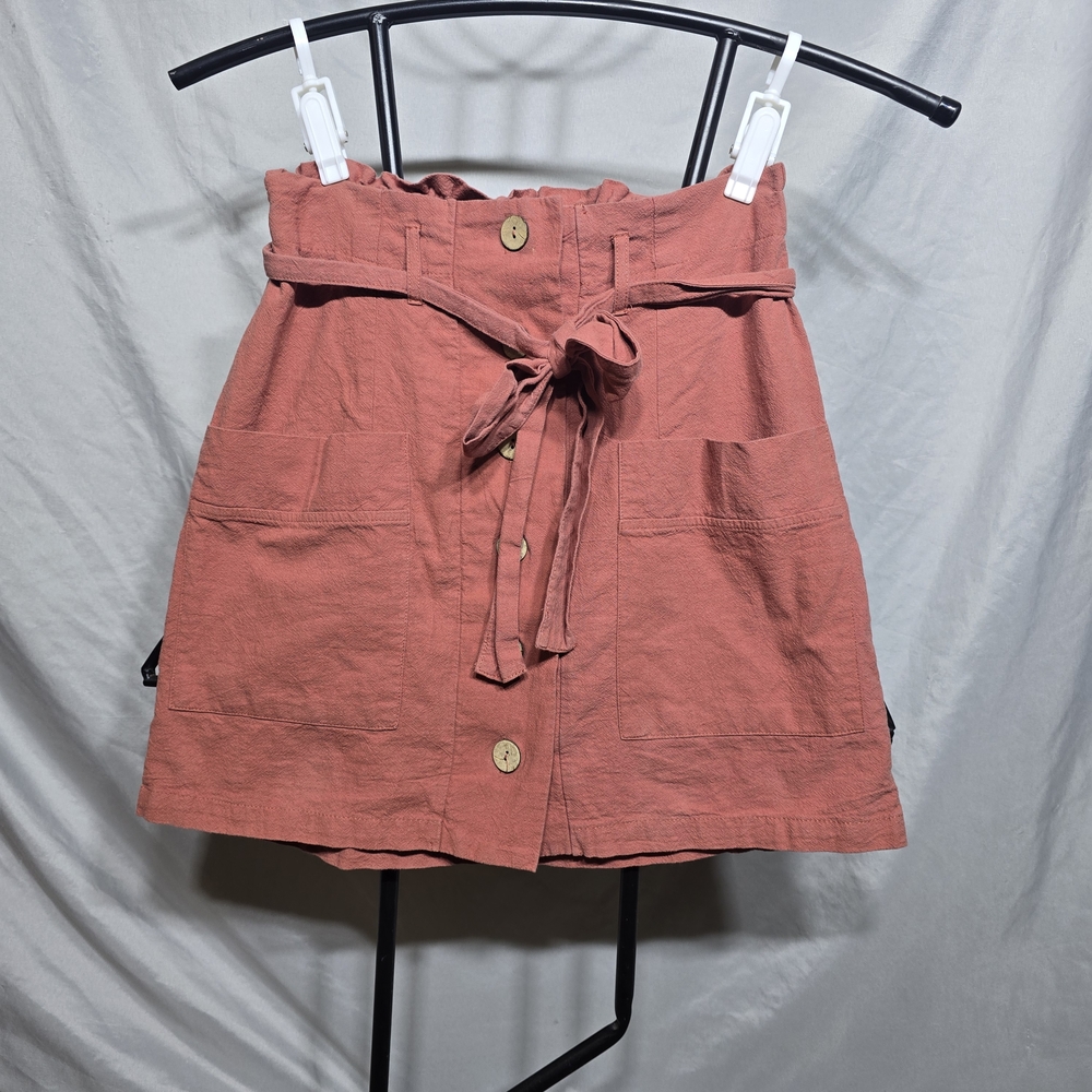 Hesperus Rust Button-Front Skirt with Tie Waist